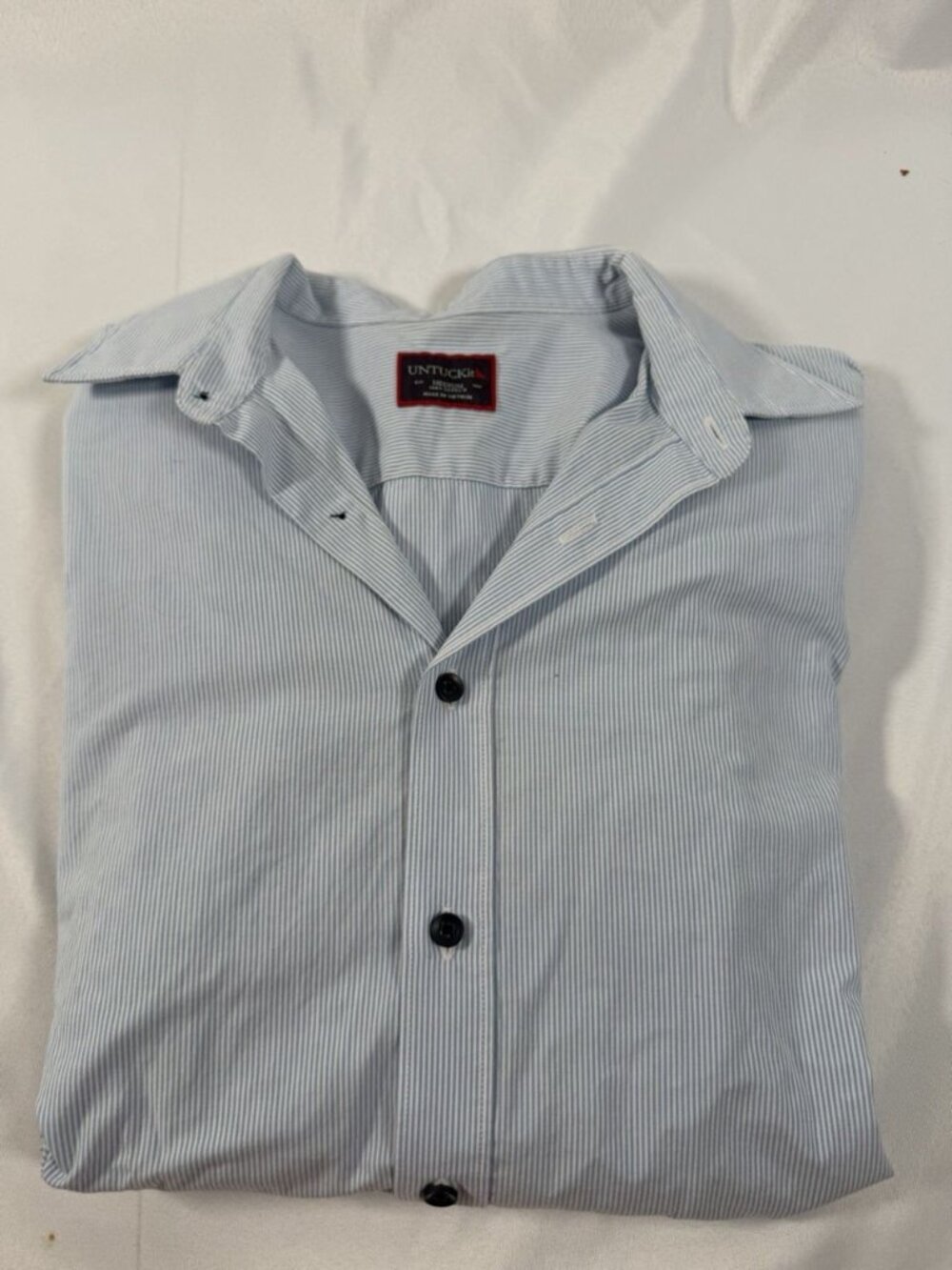 UNTUCKit Button Down Shirt Mens Medium Blue White Striped Long Sleeve